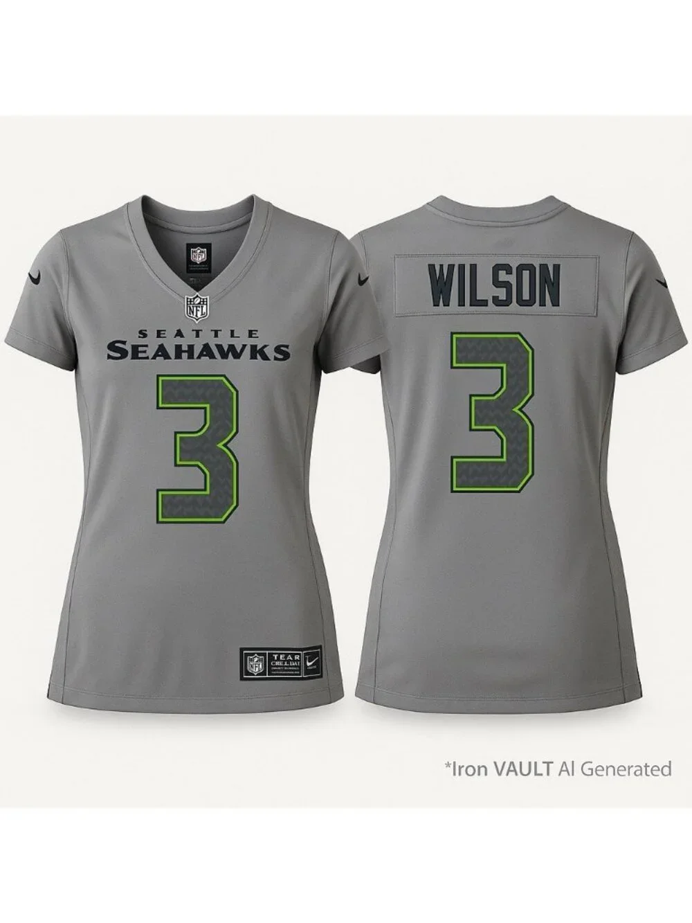 Russell Wilson Womens XXL Seahawks Nike On Field Grey Jersey NWT